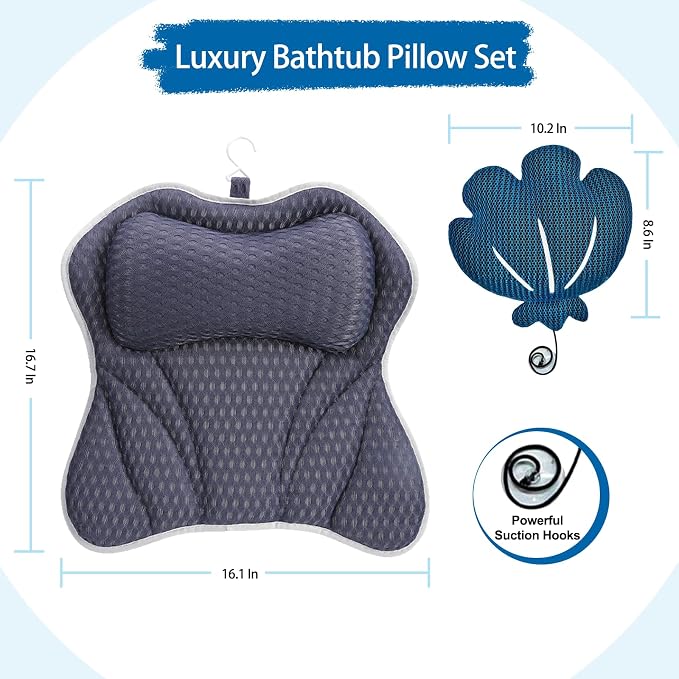Luxury Bath Pillow and Hot Tub Scum Absorber Set, Bath Pillows - Image 2