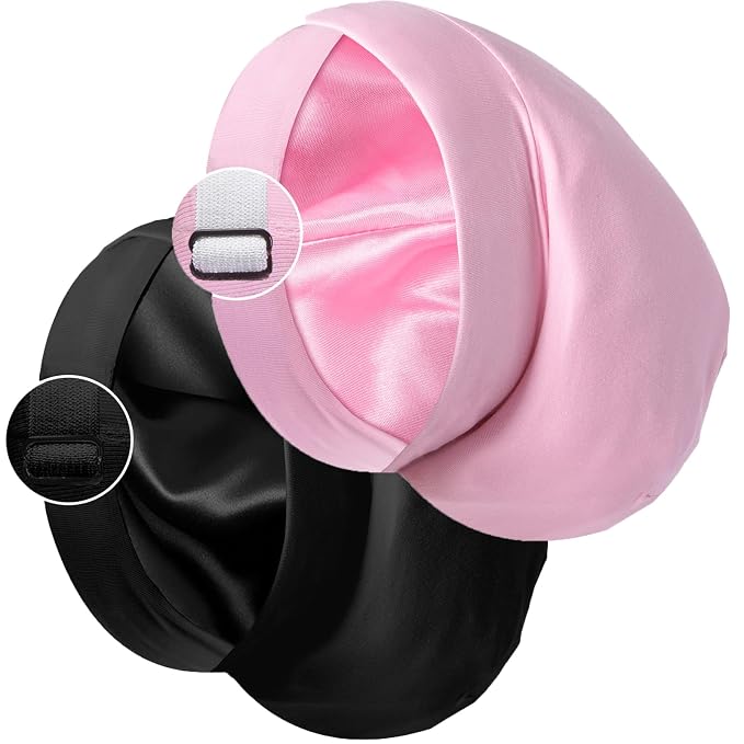 Satin Bonnet Silk Lined Sleep Cap- Adjustable Hair Cover by Blueelf