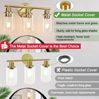 3-Light Gold Bathroom Light Fixtures, Modern Bathroom Vanity Light - Image 5