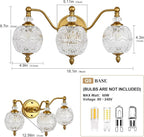 Vintage Bathroom Vanity Light, 3-Light Mid Century Matte Brass Finish Wall - Image 6