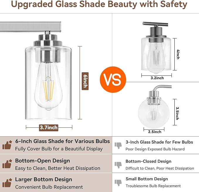 5-Light Bathroom Light Fixtures, Brushed Nickel Light Fixture, Classic Wall - Image 4