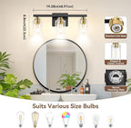 3-Light Bathroom Light Fixtures, Classic Wall Light Fixture - Image 8
