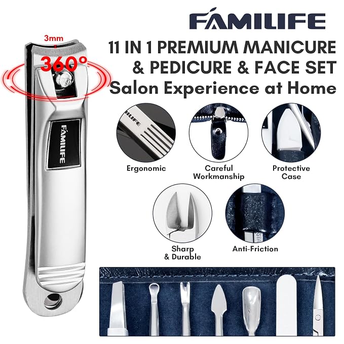 Manicure Kit, FAMILIFE Professional Manicure Set Nail Kit, 11 in 1 Stainless - Image 3