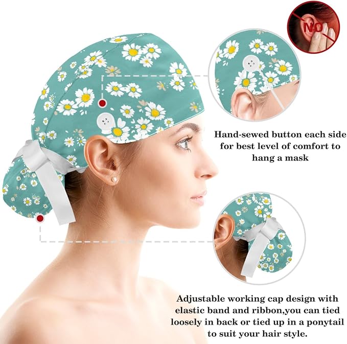 Women's Working Caps with Scrunchies Tarot Pattern Background Lace-Up Hat - Image 3