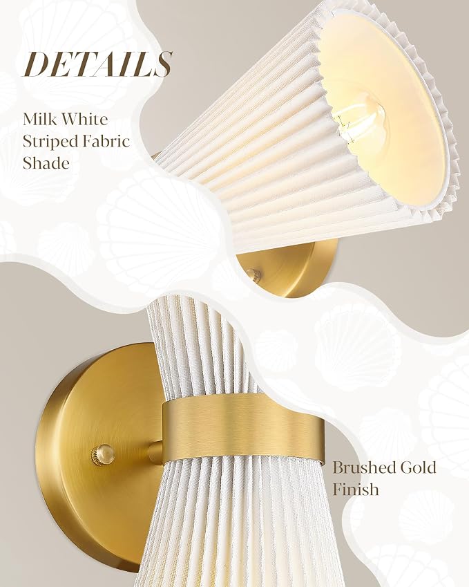 Gold Sconce Wall Lighting, HWH Single Wall Vanity Light Fixture - Image 3