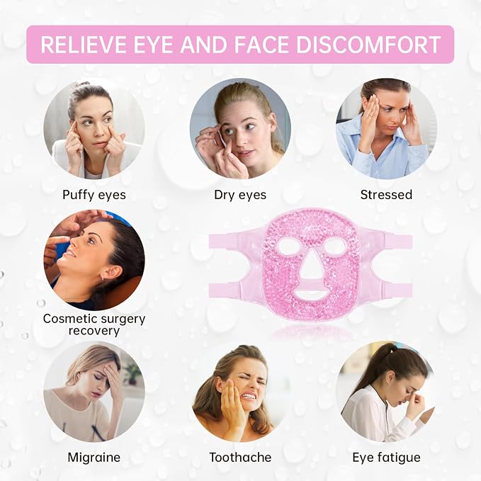 ZNÖCUETÖD Face Ice Mask Facial Ice Packs Gel Hot Cold Compress - Image 3