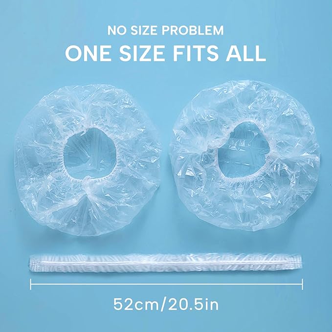 YIZIJIZI 50PCS Disposable Shower Caps, Large Thick Clear Waterproof Shower Cap - Image 3