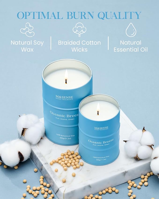 M&SENSE Oceanic Breeze Scented Candles Large Summer Candle, Beach Soy Candles - Image 5