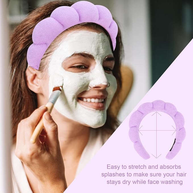 3 Pack Spa Headbands for Washing Face, Skincare Headbands Makeup Headband - Image 3
