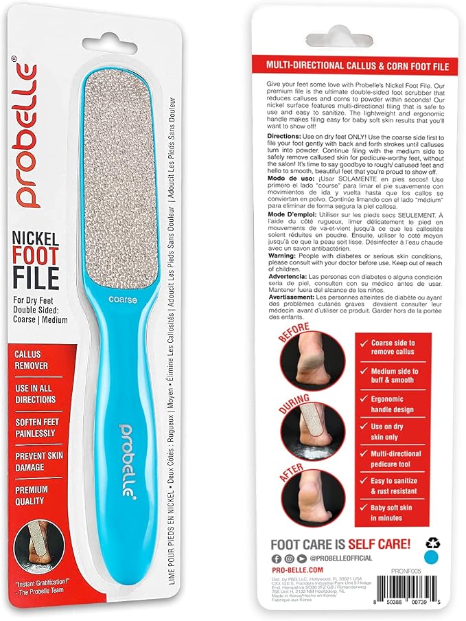 Probelle Double Sided Multidirectional Nickel Foot File Callus Remover - Image 9