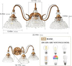 Vintage Bathroom Vanity Light, 3-Light Matte Antique Brass Finish Wall Sconce - Image 6