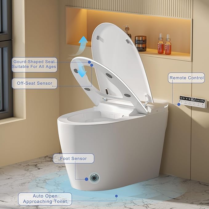 TDH Modern Smart Toilet, Upgrade Gourd-Shaped Heated Seat - Image 6