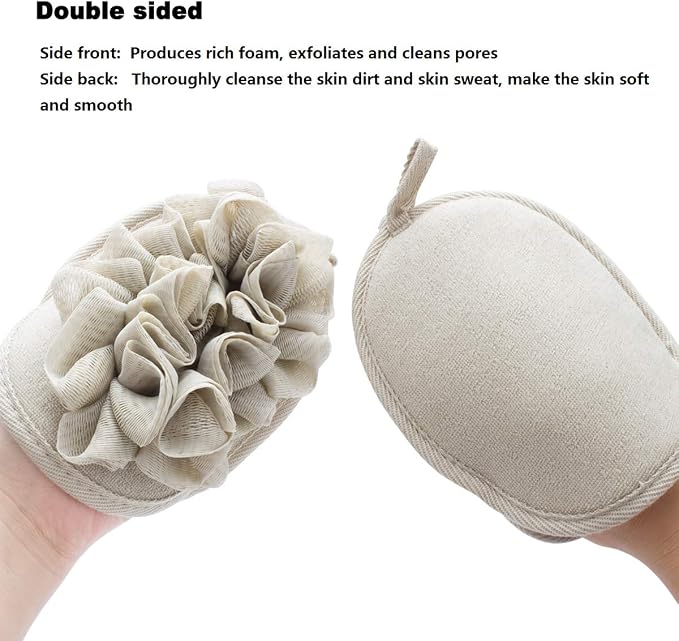 3 Pack Body Sponge Brushes Pouf Mesh Brush Shower Glove - Image 2