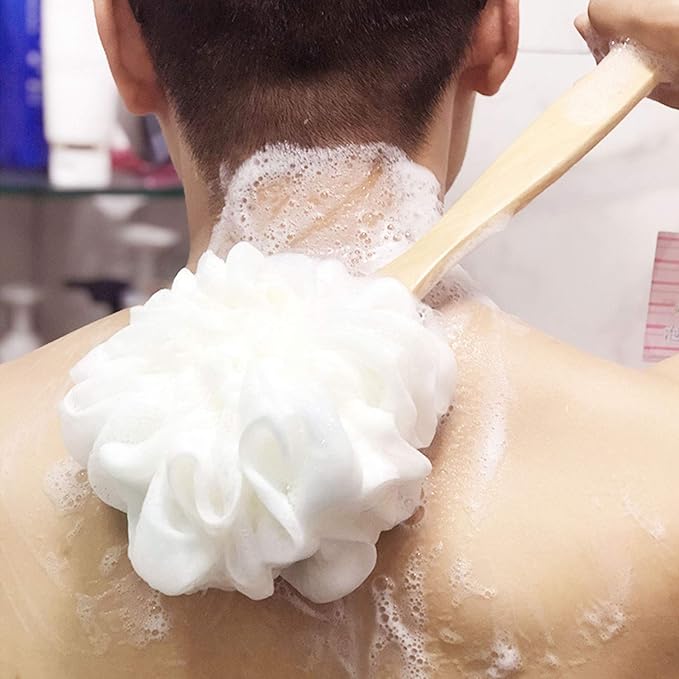 White Loofah with Handle - Image 2