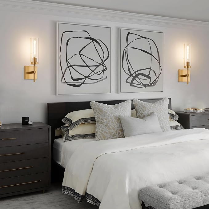 Gold Battery Operated Wall Sconce Set of 2, Wireless Wall Sconces - Image 8
