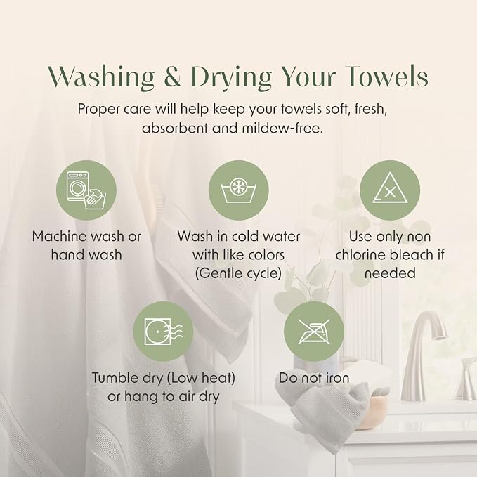 Springtree Home Luxury Bamboo Rayon Bath Towel Set of 4 | 35% Bamboo Rayon - Image 9