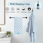 Ridhi Block Print Aquamarine Blue Cotton Spa Towel 27"x54" Set of 2 Handmade - Image 2