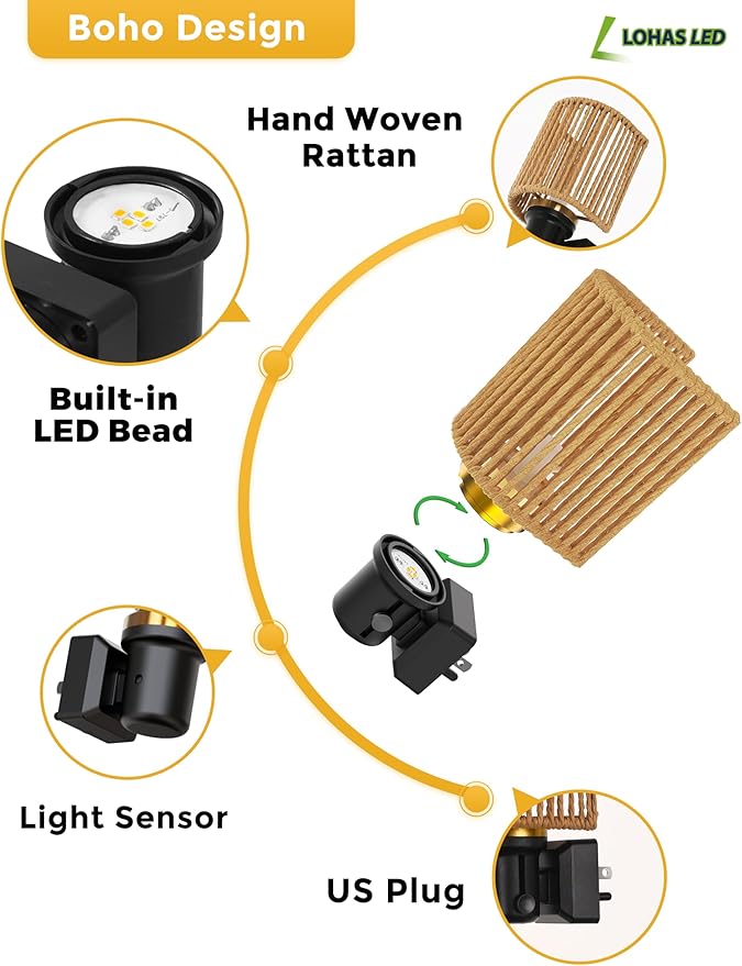L LOHAS LED Night Lights Plug into Wall, Plug in Night Light, Bohemian - Image 4