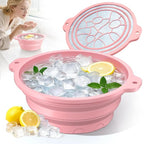 Foldable Silicone Face Ice Bath Bowl, Built-in Ice Tray by Dtuoen