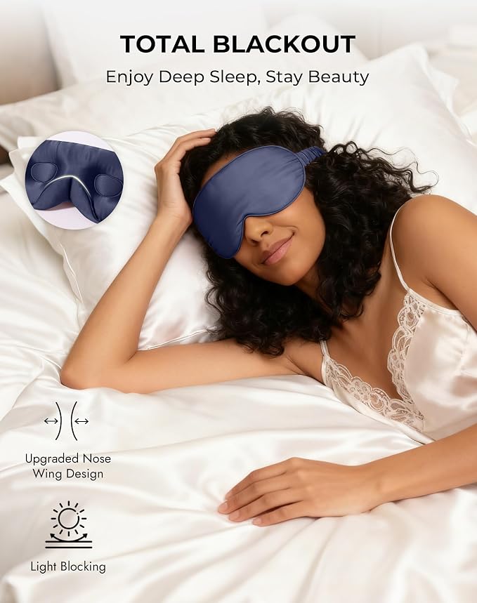 SilkSilky 100% 22 Momme Mulberry Silk Sleep Mask – Upgraded 3D Contoured Eye - Image 6