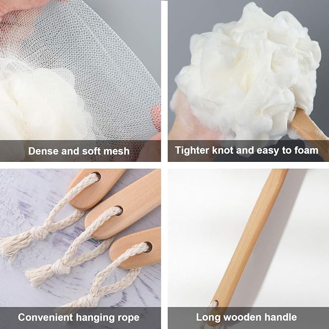 White Loofah with Handle - Image 5