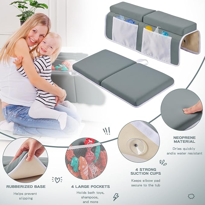 Baby Bath Kneeler and Elbow Rest Pad Set, Bath Kneeling Pad Thick Soft Quick - Image 3