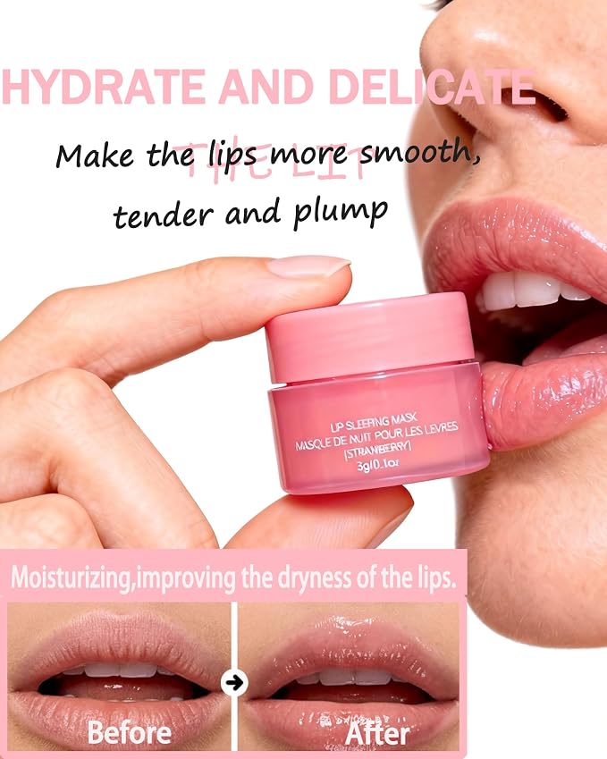 Lip Sleeping Mask Set, Deep Hydrating Overnight Lipgloss Day&Night Non-Sticky - Image 3