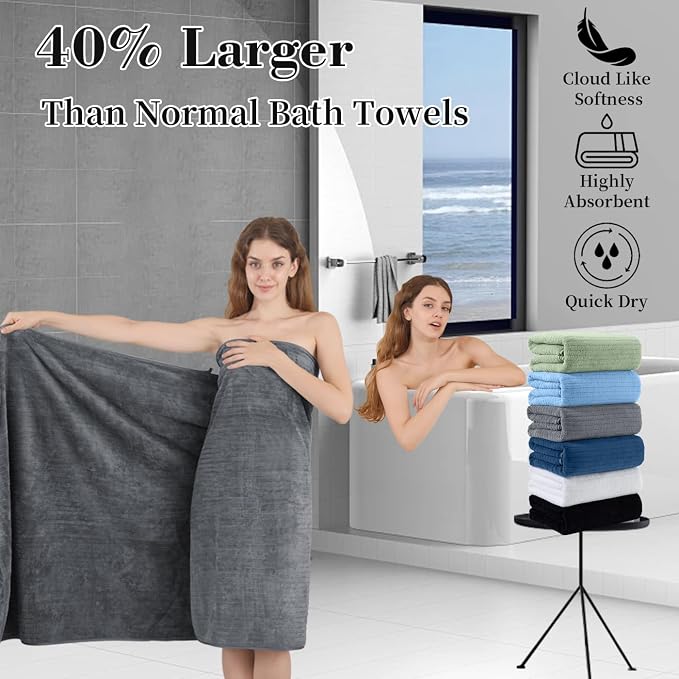 Bath Towel Set 8-Piece Premium Bathroom Towel Set, Extra Soft 2 Oversized Large - Image 2