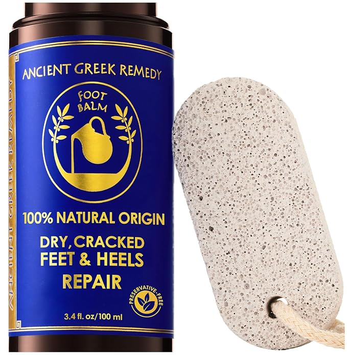 Dry Cracked Heels Repair with Pumice Stone | Organic Foot Cream by AncientGreekRemedybyBlissofGreece