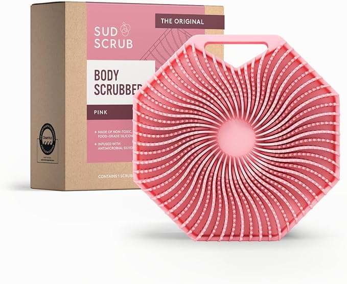 Sud Scrub® Antimicrobial Silicone Body Scrubber, Exfoliating Body Brush by SudScrub