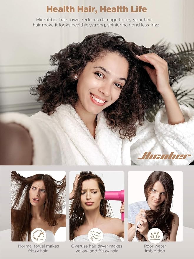 Hicober Microfiber Hair Towel, 3 Packs Hair Turbans - Image 2