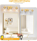 3-Lights Gold Bathroom Light Fixtures, Bathroom Vanity Light Over Mirror - Image 6