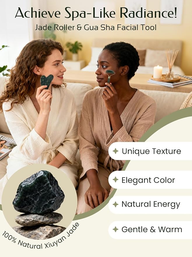 Face Roller & Gua Sha Facial Tools, Face Massager - Image 2