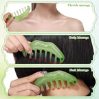 Geiserailie 2 Pcs Jade Combs Esthetician Supplies Massage Stone Hair Gua Sha - Image 3