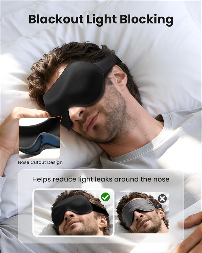 3 Pack Sleep Masks for Side Sleepers, True Blackout 3D Eye Mask for Sleeping - Image 2