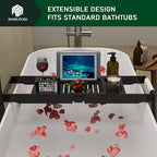 Foldable Bamboo Bathtub Caddy Tray Expandable - Image 8