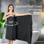 Black Bath Towels Set 35x70 Inches - Image 2