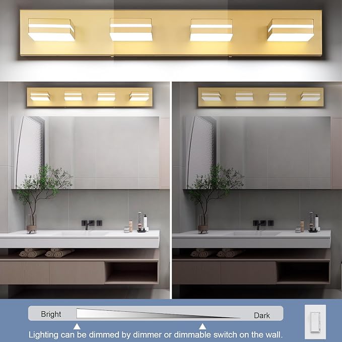 SineRise LED Modern Bathroom Vanity Light Fixtures, Matte Gold Modern Acrylic - Image 5