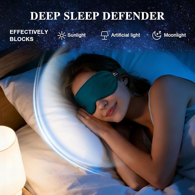 Silk Sleep Mask, Eye Mask for Sleep Women Men, Mulberry Sleeping Mask - Image 6