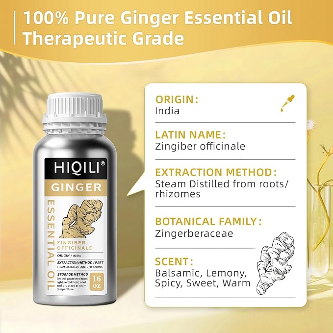 HIQILI 16 Fl Oz Ginger Oil, 100% Pure Natural Ginger Essential Oil - Image 8