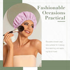 Reusable Shower Cap for Women, Large Waterproof Shower Bonnet - Image 2