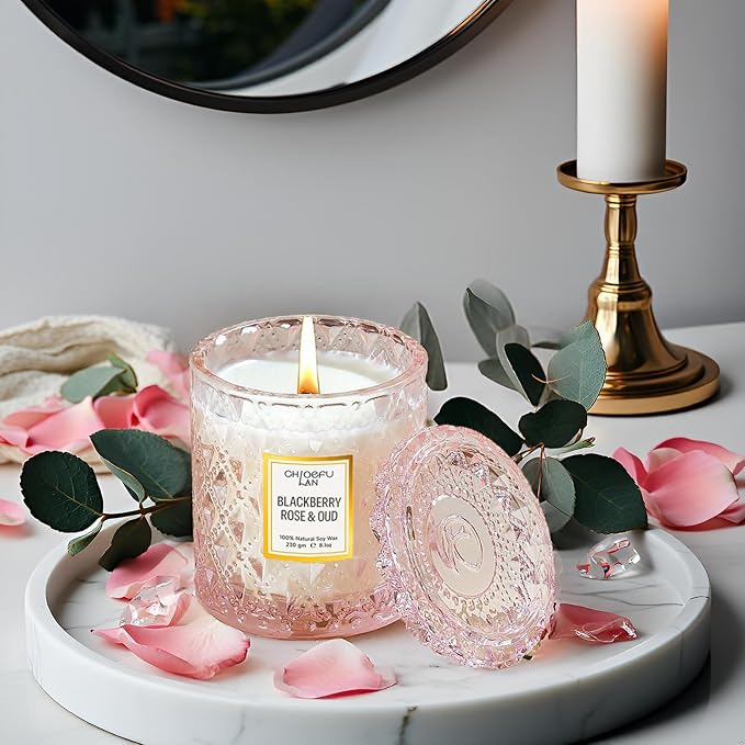 Chloefu LAN Rose Scented Candle, Oud Candle, Mothers Day Candles Gifts - Image 4
