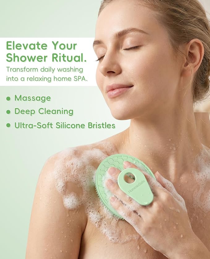 Soft Silicone Shower Brush Body Wash Bath Exfoliating Skin Massage Scrubber - Image 2
