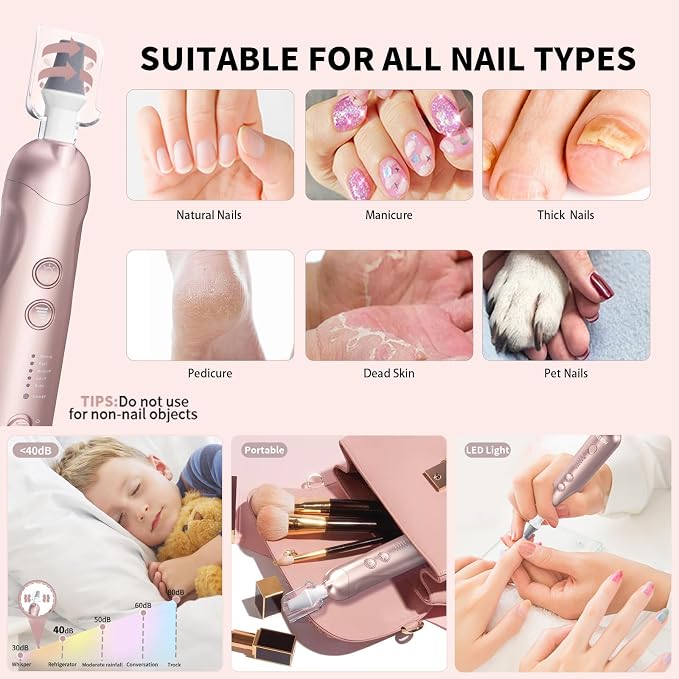 Cordless Electric Nail File Set, Rechargeable Pedicure Tools - Image 5