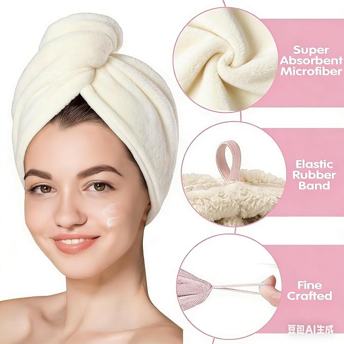 3 Pack Microfiber Hair Towel Wrap - Image 3