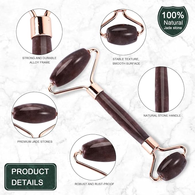 Jade Roller for Face, Facial Roller Massager Skin Care Tool, Gua Sha Facial - Image 2