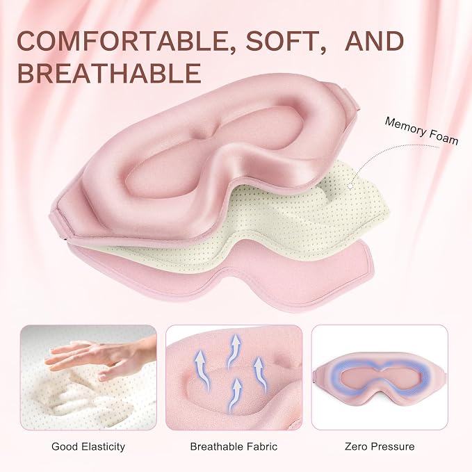 FlyCoco 99% Fully Block Out Light Eye Sleep Mask, 3D Deep Contoured Eyes Cover - Image 3