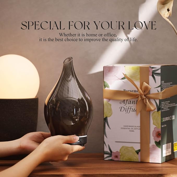 Porseme 150ml Essential Oil Diffuser Glass Color Changing Aroma Air Diffusers - Image 6