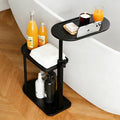 3-Tier Freestanding Bathtub Tray Table, Bamboo Swivel Bathtub Side Table by Unknown