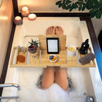 Temple Spring Foldable Bamboo Bathtub Tray Caddy - Image 7
